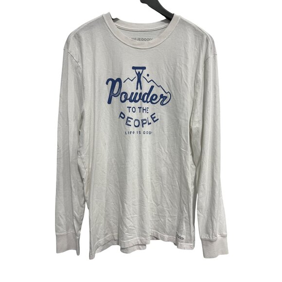 Life Is Good Crusher Tee Size Large Long Sleeve Powder To The People Graphic Tee - Picture 1 of 9